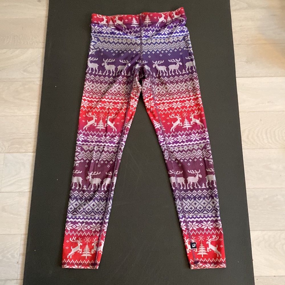 Terez Christmas Fair Isle Print Leggings- Medium- Excellent Condition - Picture 2 of 4